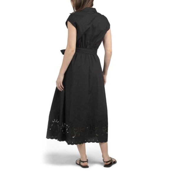 ELLEN TRACY Black Maxi Shirt Dress With Embroidery Detail - Picture 2 of 2
